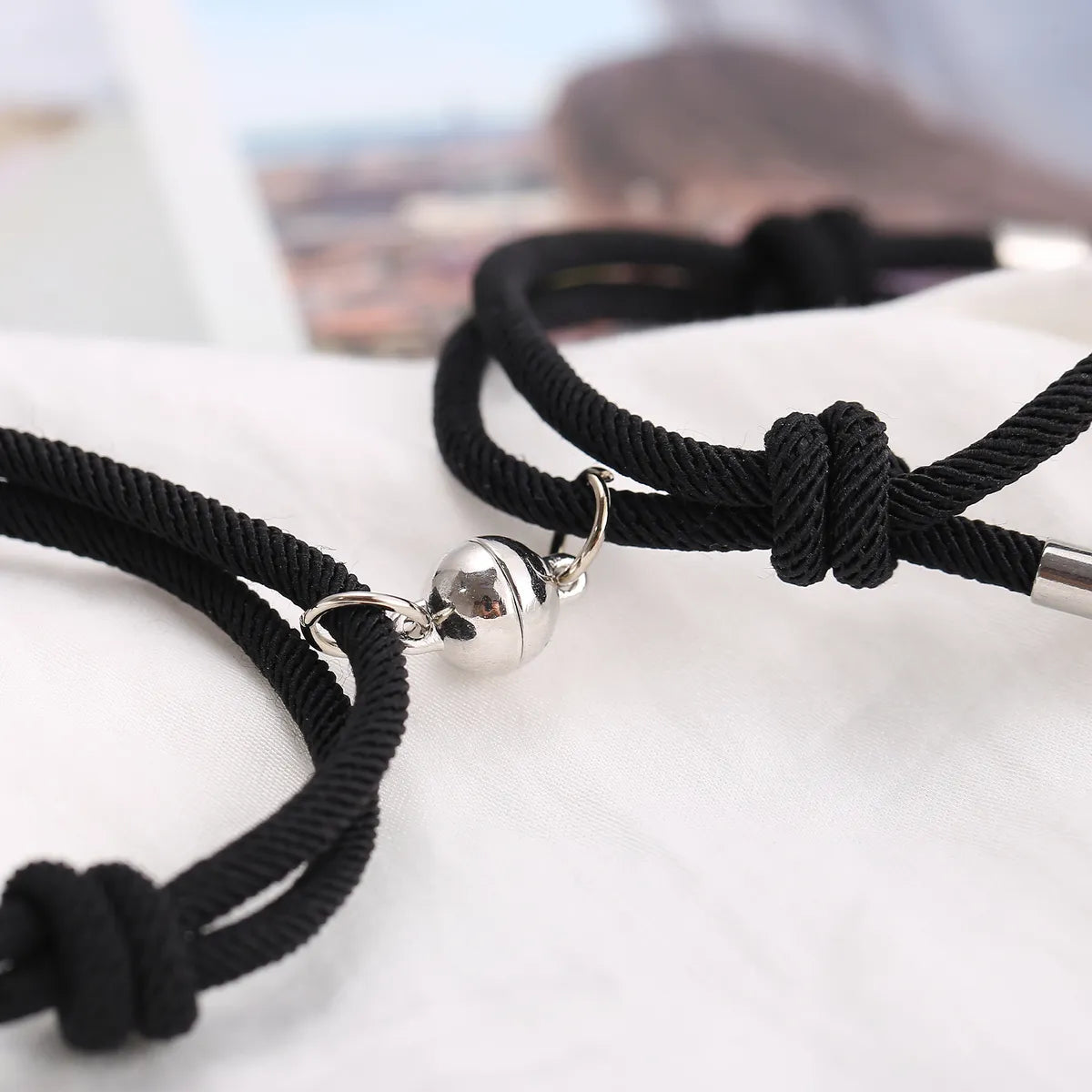 New Simple Black White Alloy Bracelet Set