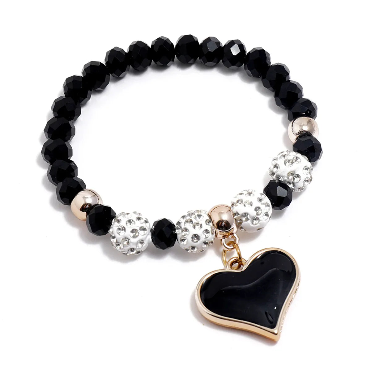 New Simple Crystal Bracelet Female Dripping Oil Black Peach Heart Bracelet Jewelry