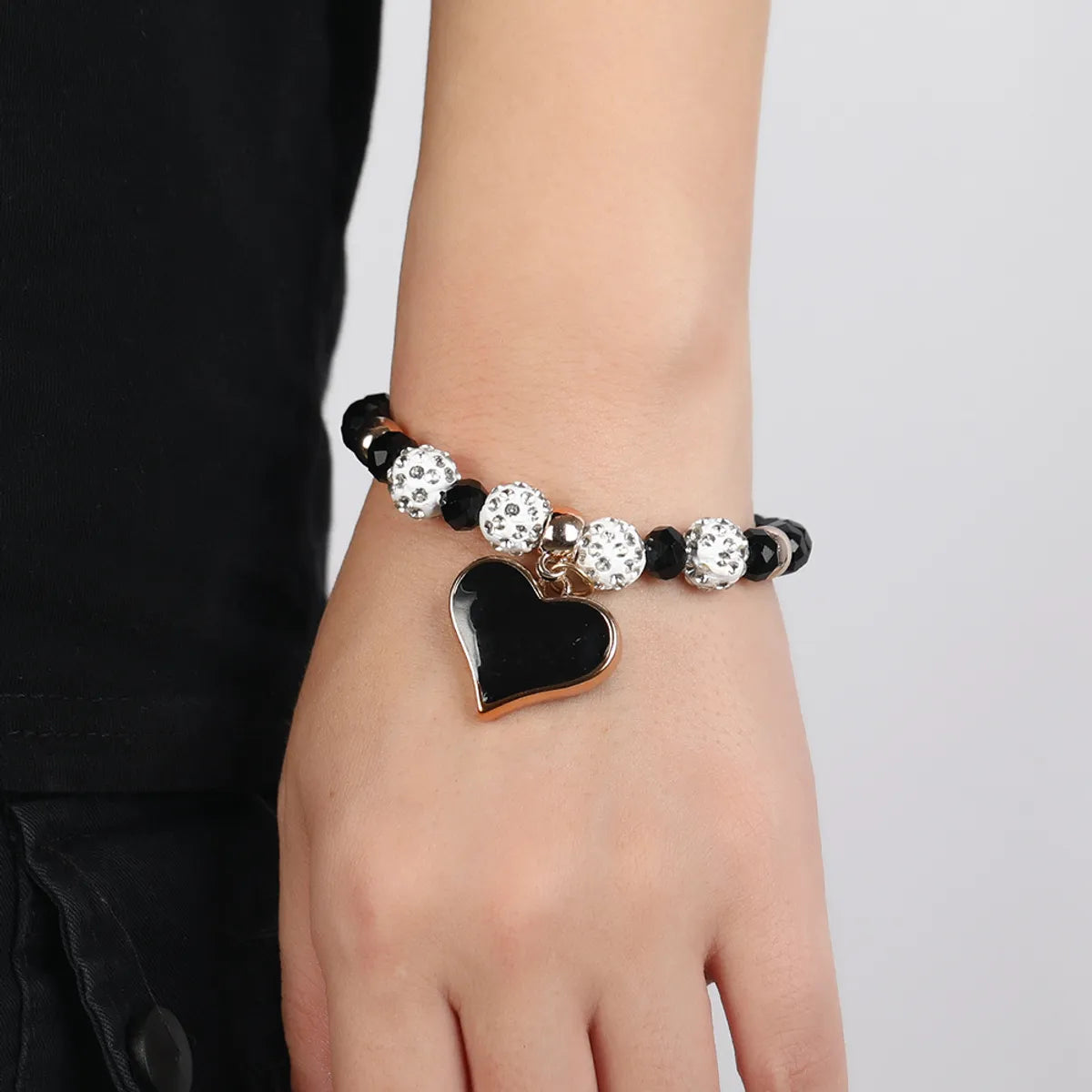 New Simple Crystal Bracelet Female Dripping Oil Black Peach Heart Bracelet Jewelry