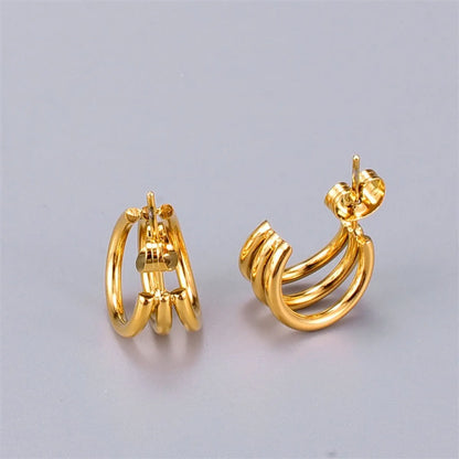 Fashion Geometric 304 Stainless Steel No Inlaid 14K Gold Plated Earrings