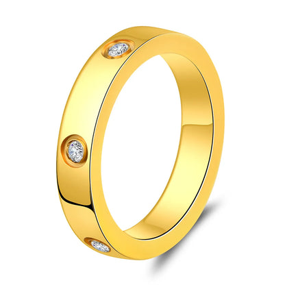 New Simple Inlaid Round Zirconium Three-Color Titanium Steel Ring