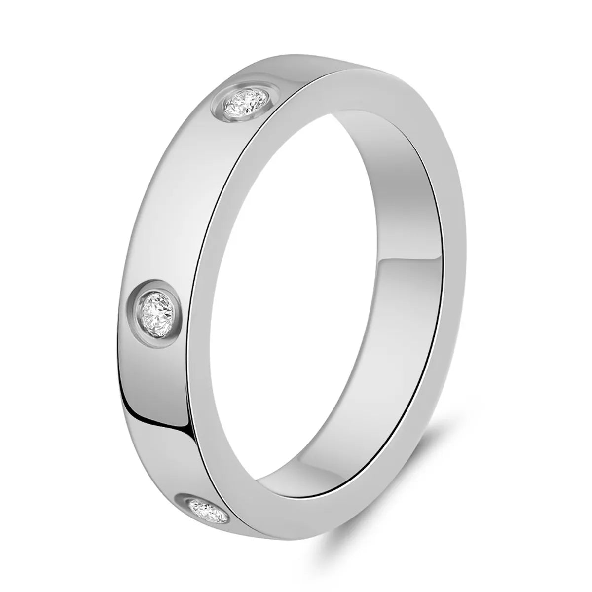 New Simple Inlaid Round Zirconium Three-Color Titanium Steel Ring