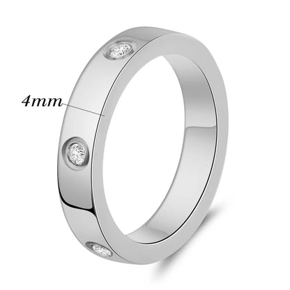 New Simple Inlaid Round Zirconium Three-Color Titanium Steel Ring