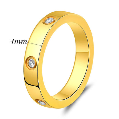 New Simple Inlaid Round Zirconium Three-Color Titanium Steel Ring