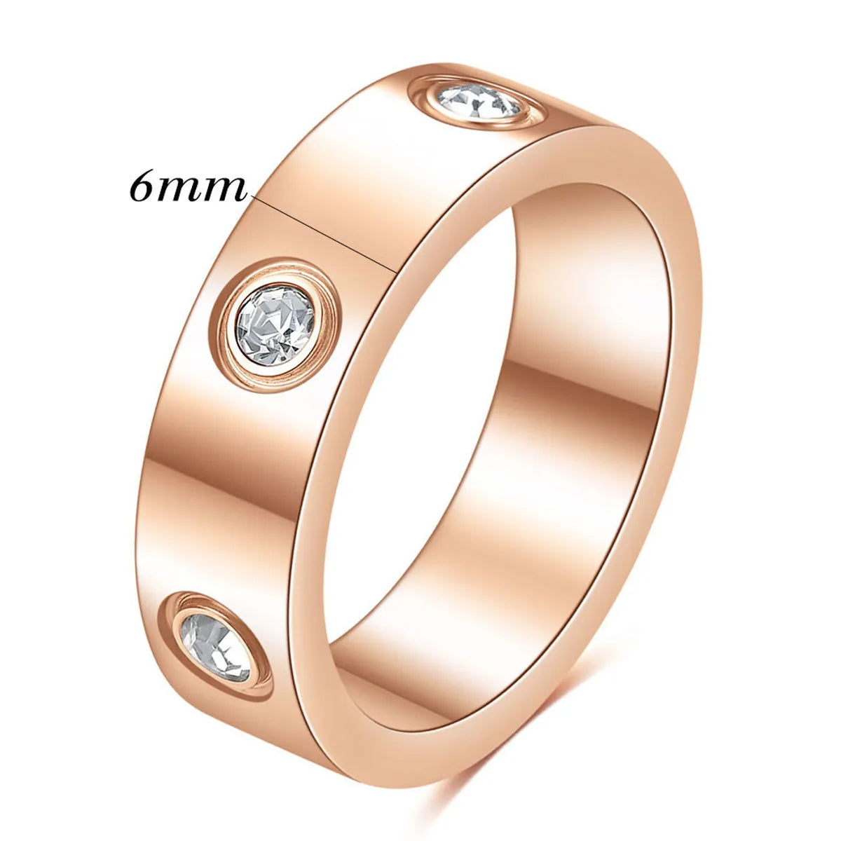 New Simple Inlaid Round Zirconium Three-Color Titanium Steel Ring