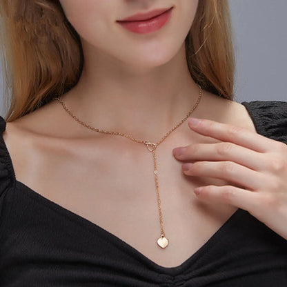 New Simple Love-shaped Wild Long Heart Alloy Pendant Necklace Clavicle Chain For Women