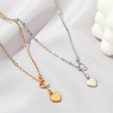 New Simple Love-shaped Wild Long Heart Alloy Pendant Necklace Clavicle Chain For Women