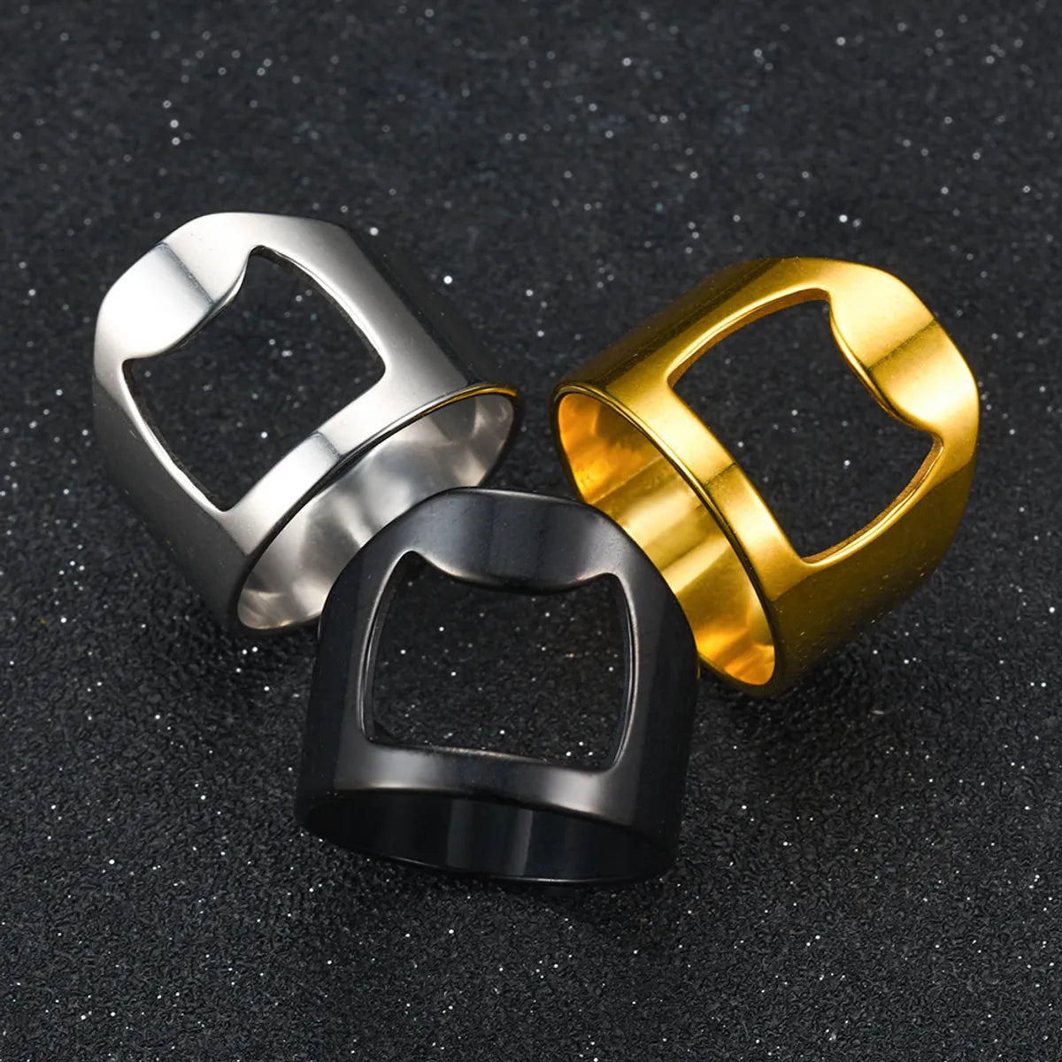 New Simple New Jewelry Men'S Titanium Steel Open Beer Open Bottle Ring