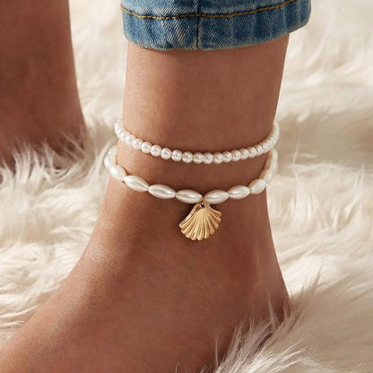 Vintage Style Shell Alloy Unisex Anklet