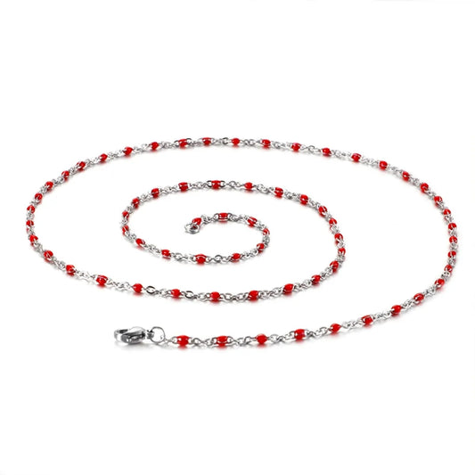 New Simple Stainless Steel Resin Steel Color Bead Necklace Accessories Wholesale