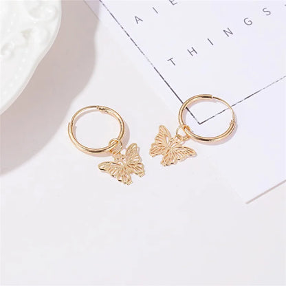 New Simple Sweet Butterfly Earrings French Hollow Small Insect Earrings Wholesale Nihaojewelry