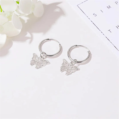 New Simple Sweet Butterfly Earrings French Hollow Small Insect Earrings Wholesale Nihaojewelry