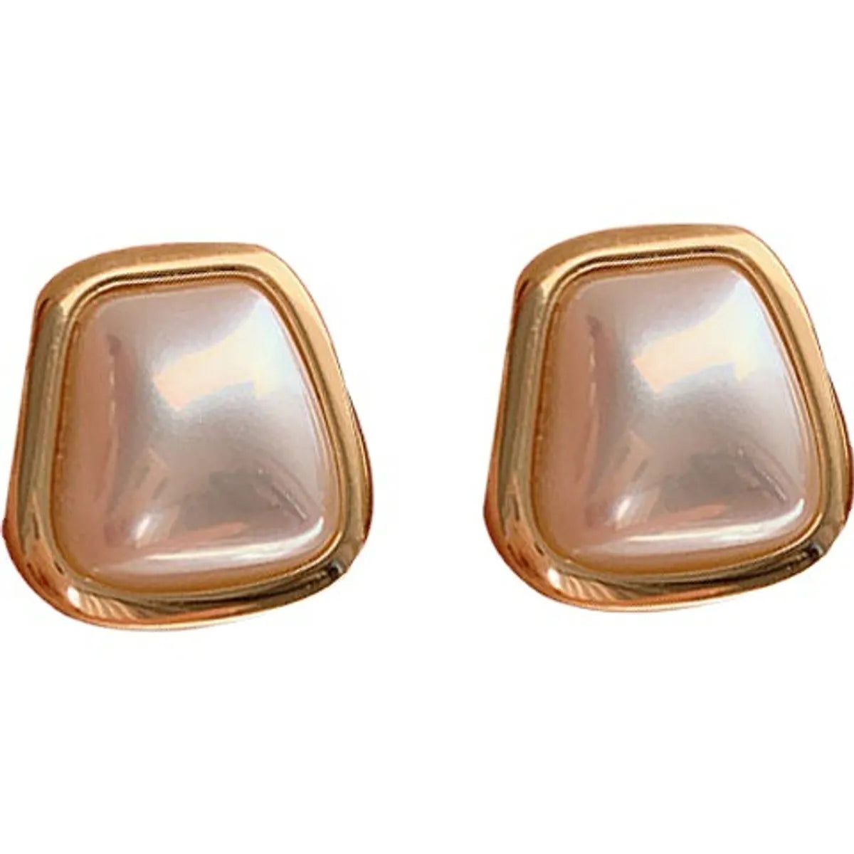 New Simple Wild High-End Light Luxury Wild Golden Side Square Pearl Silver Needle Stud Earrings