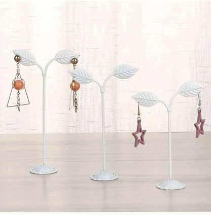 New Simple Wrought Iron Leaf Three-Piece Earrings Jewelry Display Stand Jewelry Storage Rack Counter Display Wholesale