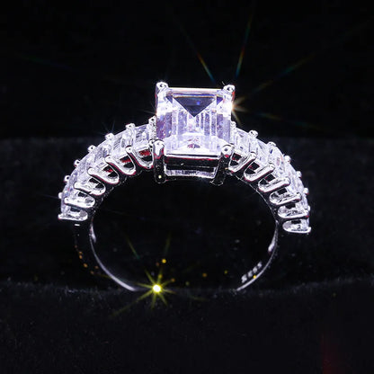 New Square Zircon Rings Fashion Ladies Copper Zircon Hand Jewelry