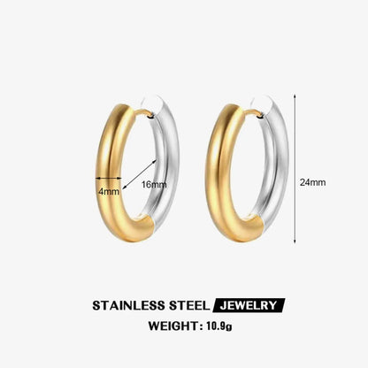 New Stainless Steel Earrings Two-Color Glossy Coil Niche Design Titanium Steel Earrings Simple Popular Earrings