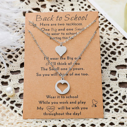 New Stainless Steel Heart-shaped Mother-daughter Parent-child Sweater Chain 2-piece Set