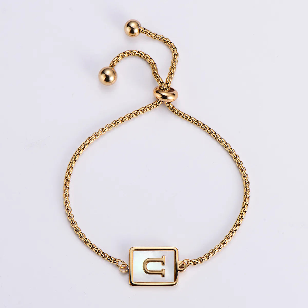 Simple Style Letter 304 Stainless Steel 18K Gold Plated Shell Bracelets In Bulk