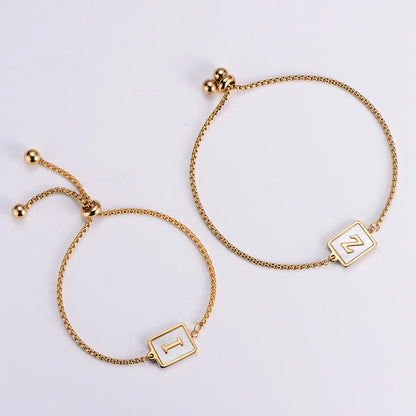 Simple Style Letter 304 Stainless Steel 18K Gold Plated Shell Bracelets In Bulk