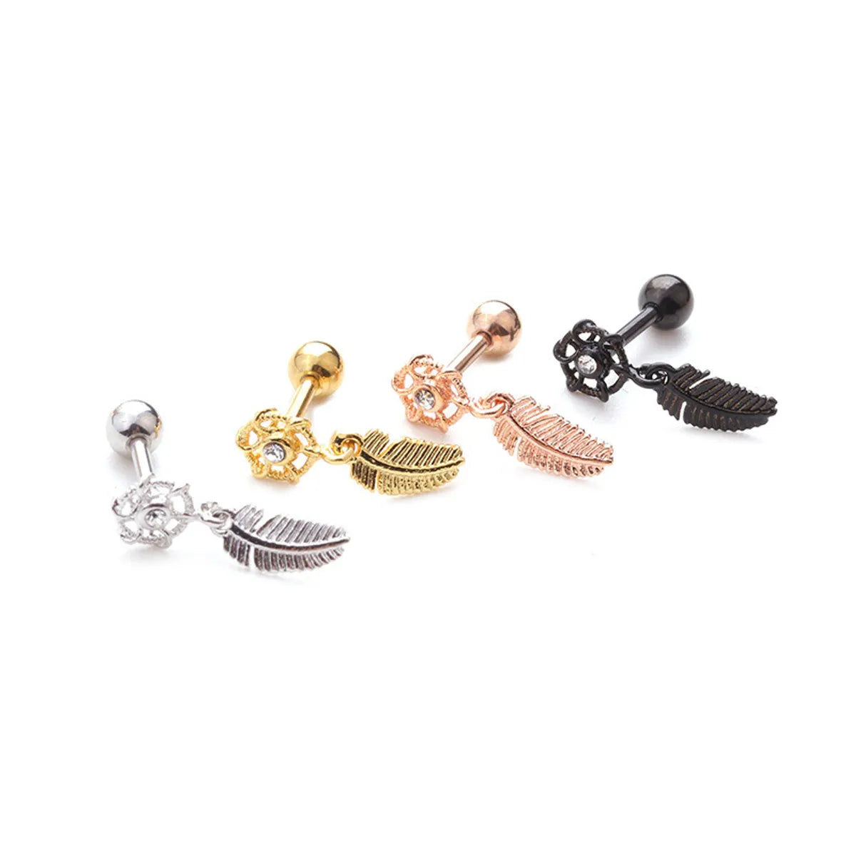 Lady Leaf Metal Earrings Ear Studs