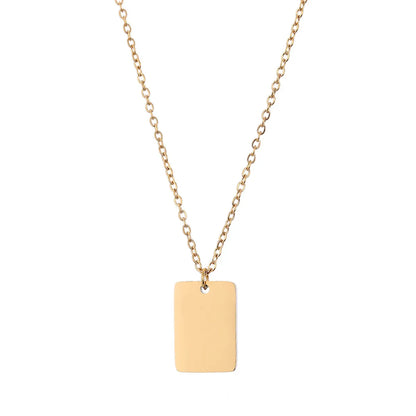 New Stainless Steel Square Simple Gold-plated Necklace