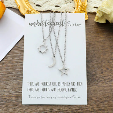 New Stainless Steel Sun Moon Star Necklace European And American Personality Pendent Necklace