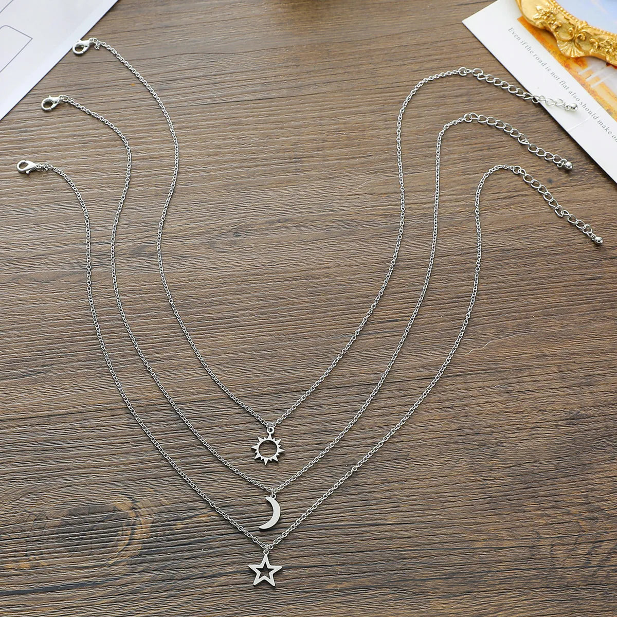 New Stainless Steel Sun Moon Star Necklace European And American Personality Pendent Necklace