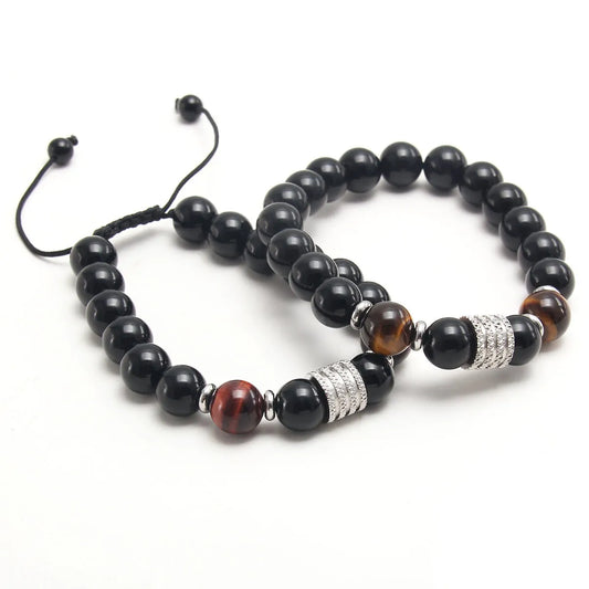 Casual Geometric Tiger Eye Plating Bracelets