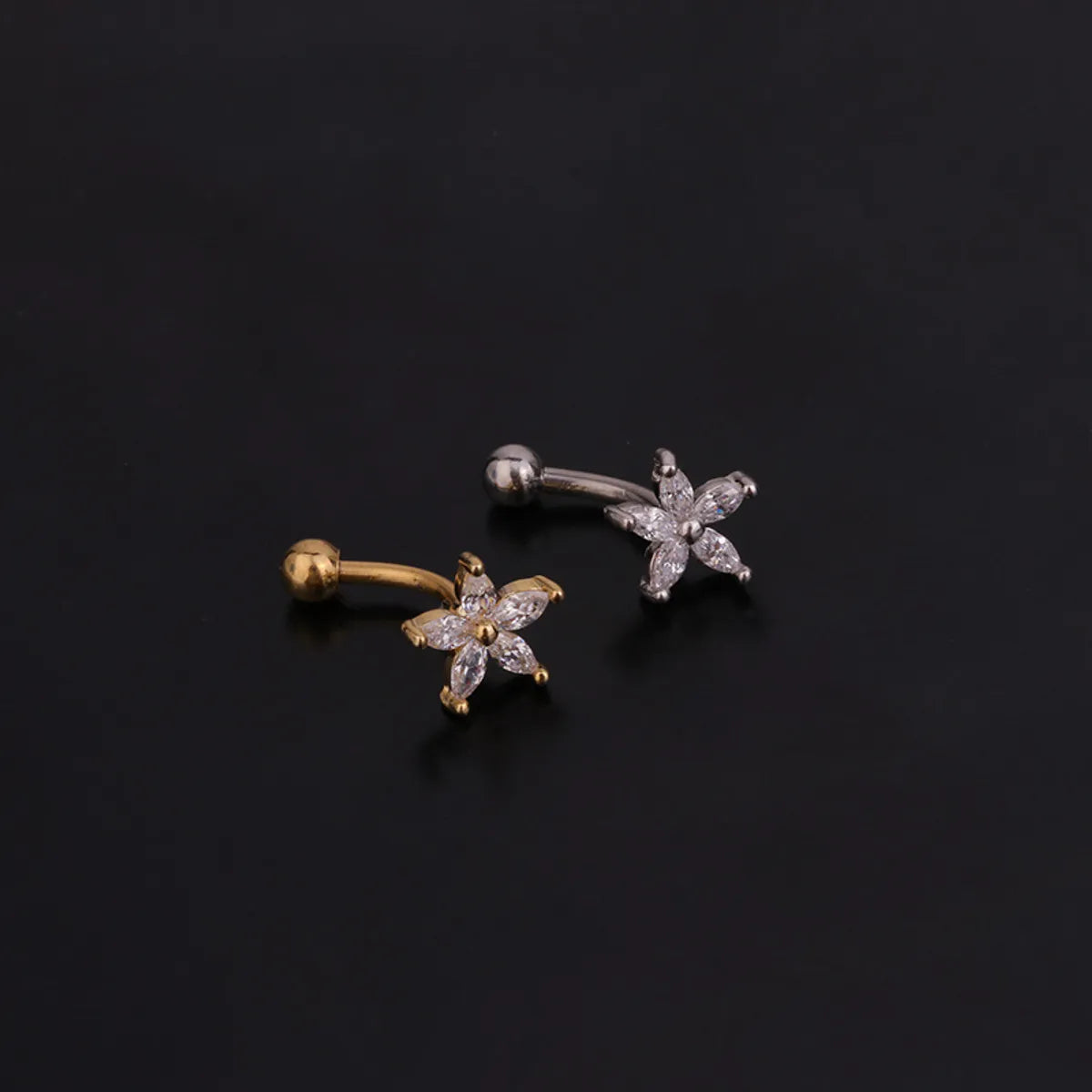 Ear Cartilage Rings & Studs Lady Flower 316 Stainless Steel  Copper Inlaid Zircon