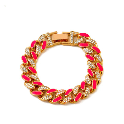 New Style Bracelet Color Thick Chain Bracelet Jewelry Hip-hop Diamond-studded Bracelet