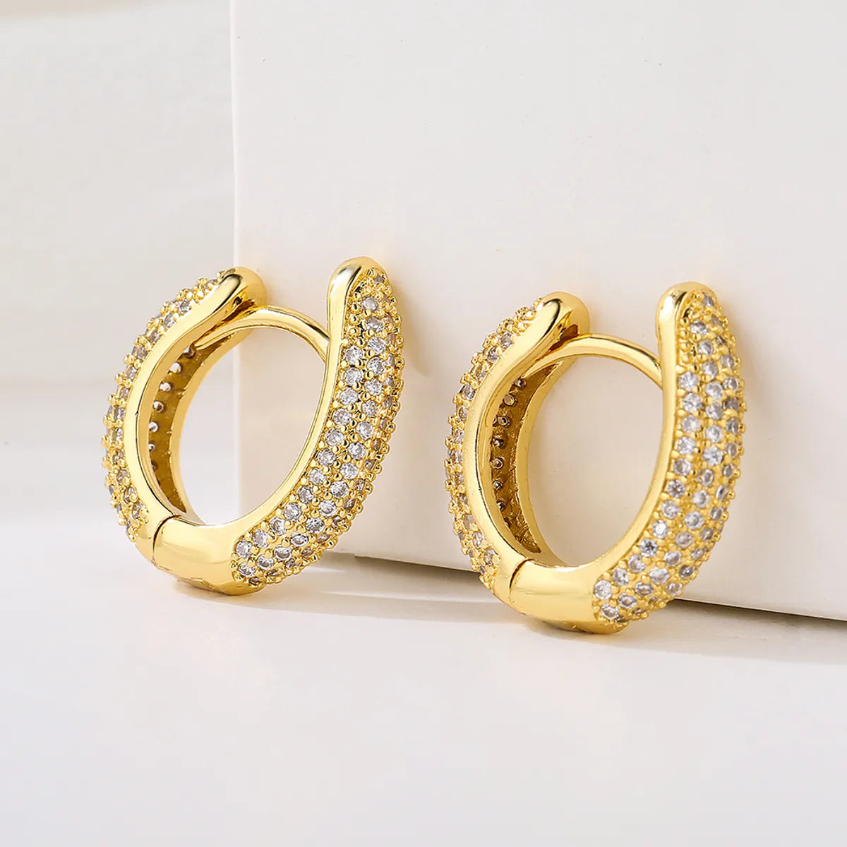 New Style Circle Copper Plating 18k Gold Full Zircon Earrings