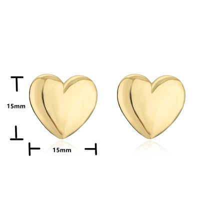 New Style Copper Inlaid Zircon 18k Gold Plated Heart Stud Earrings Necklace Opening Ring