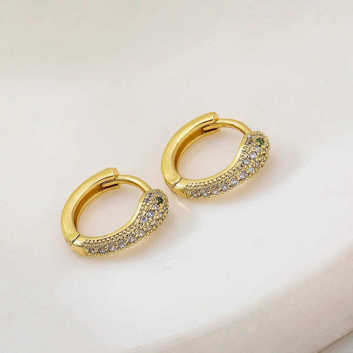 New Style Copper Plated 18k Gold Micro Inlaid Zircon Snake Earrings