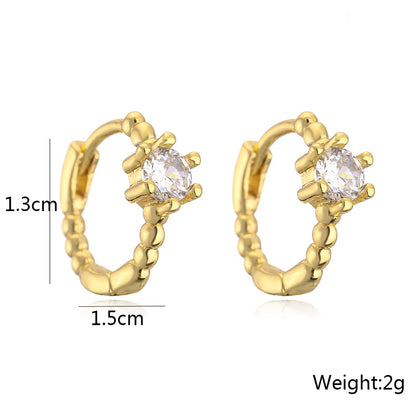 New Style Copper Plating 18k Gold Micro Inlaid Zircon Circle Earrings