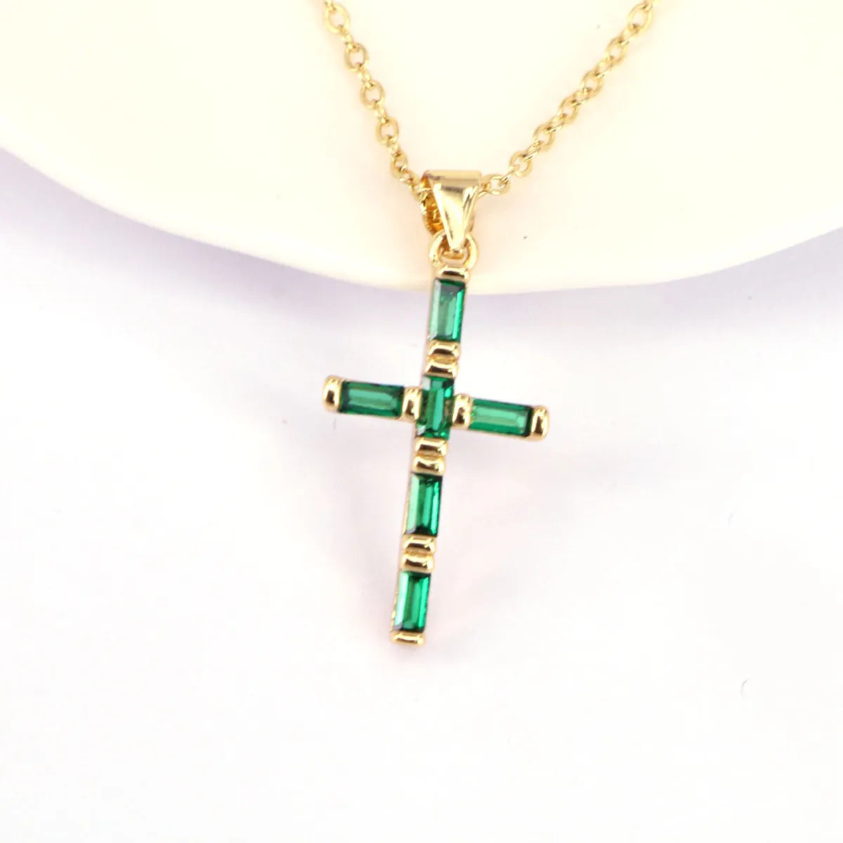 Fashion Geometric Cross Copper Zircon Necklace In Bulk