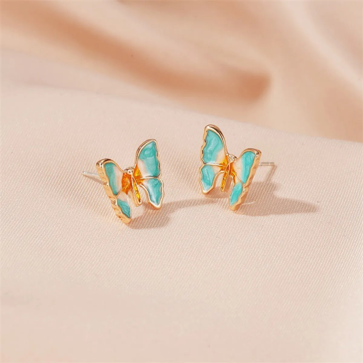 New Style Earrings Fashion Oil Painting Texture Butterfly Earrings Retro Style Gradient Butterfly Wings Earrings Wholesale Gooddiy