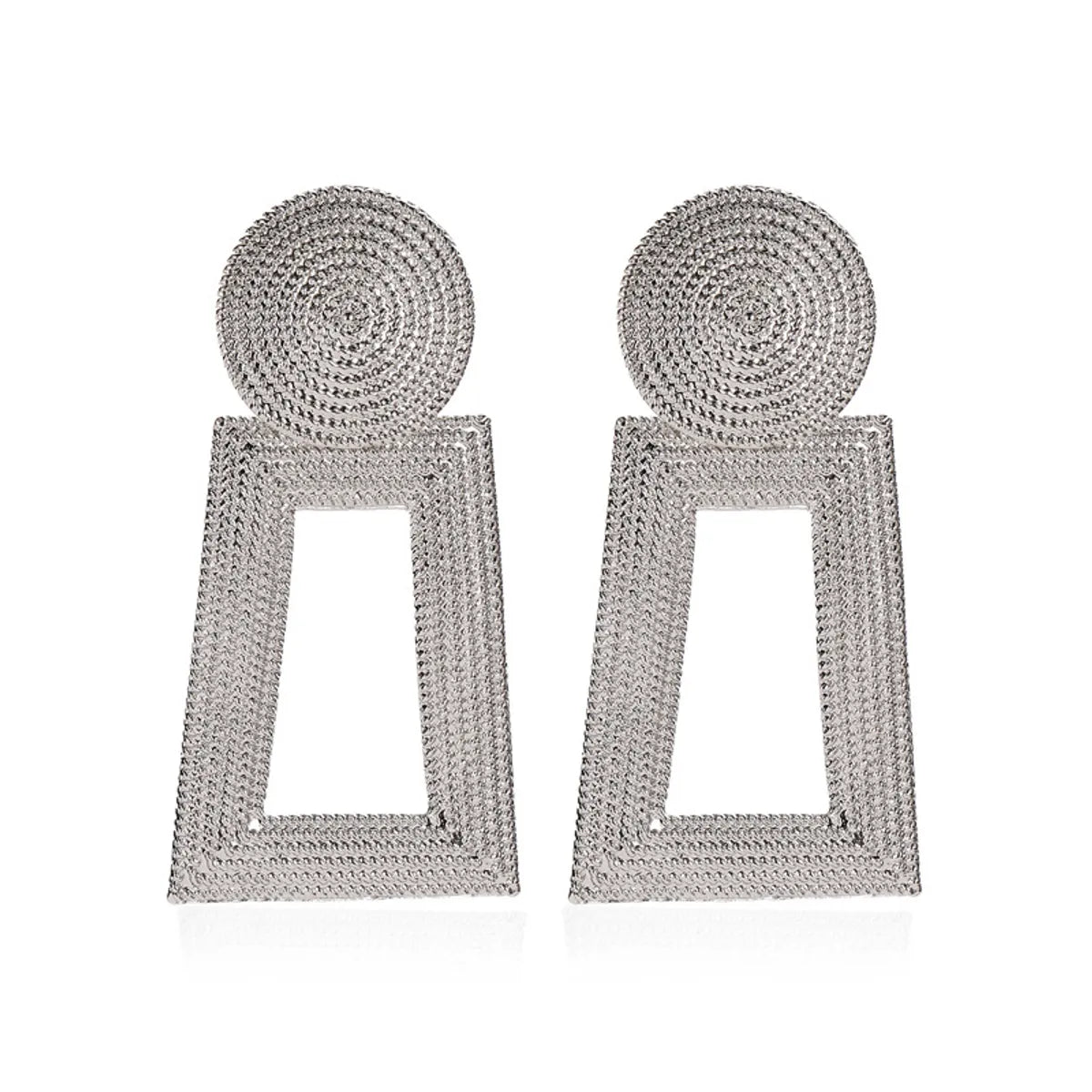 New Style Earrings Geometric Pendant Earrings Square Grain Metal Earrings Hollow Trapezoidal Earrings Wholesale Nihaojewelry