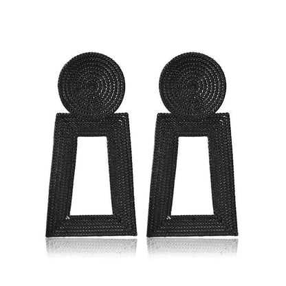 New Style Earrings Geometric Pendant Earrings Square Grain Metal Earrings Hollow Trapezoidal Earrings Wholesale Nihaojewelry