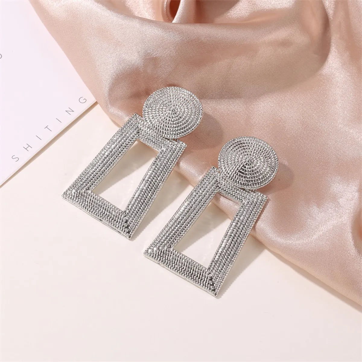 New Style Earrings Geometric Pendant Earrings Square Grain Metal Earrings Hollow Trapezoidal Earrings Wholesale Nihaojewelry