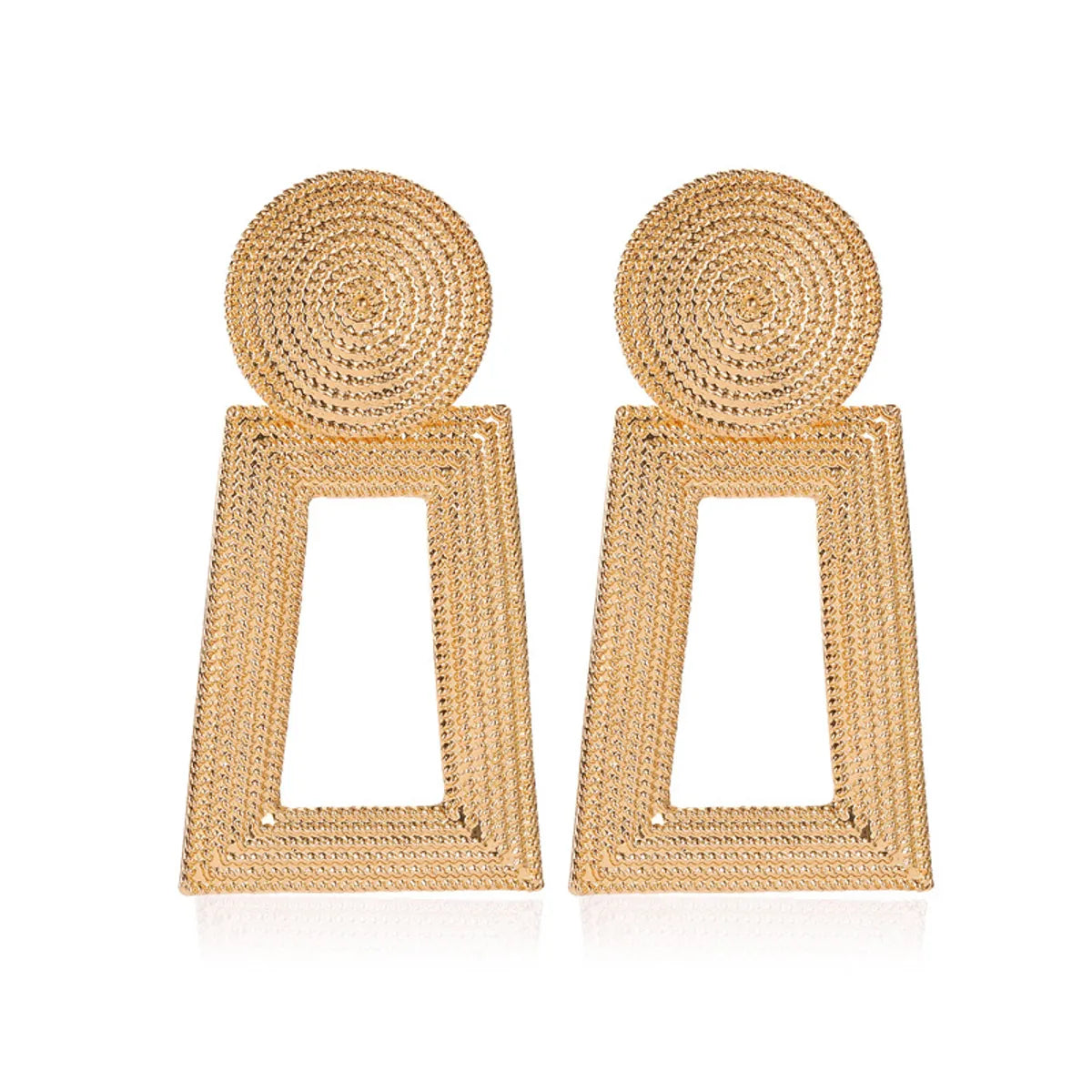 New Style Earrings Geometric Pendant Earrings Square Grain Metal Earrings Hollow Trapezoidal Earrings Wholesale Nihaojewelry