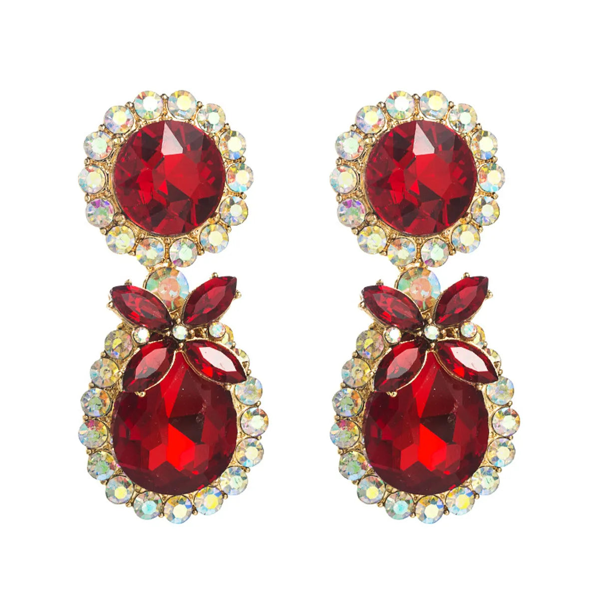 New Style Fashion Water Drop Shape Color Rhinestone Pendant Earrings