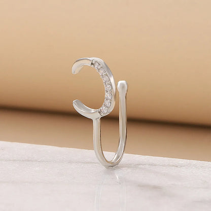 New Style Moon Copper Inlaid Zircon U-shaped Adjustable Nose Ring Nose Clip