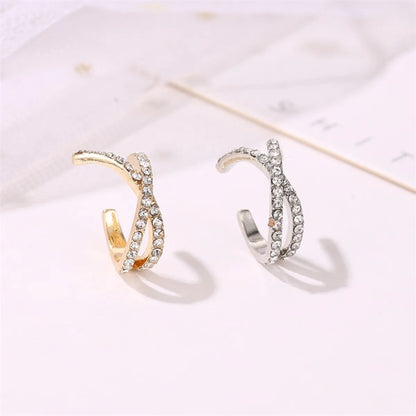 New Style Single Earless Ear Clip Ear Jewelry Personality Cross U-Shaped Ear Clip Retro Style Diamond Earrings Wholesale Nihaojewelry