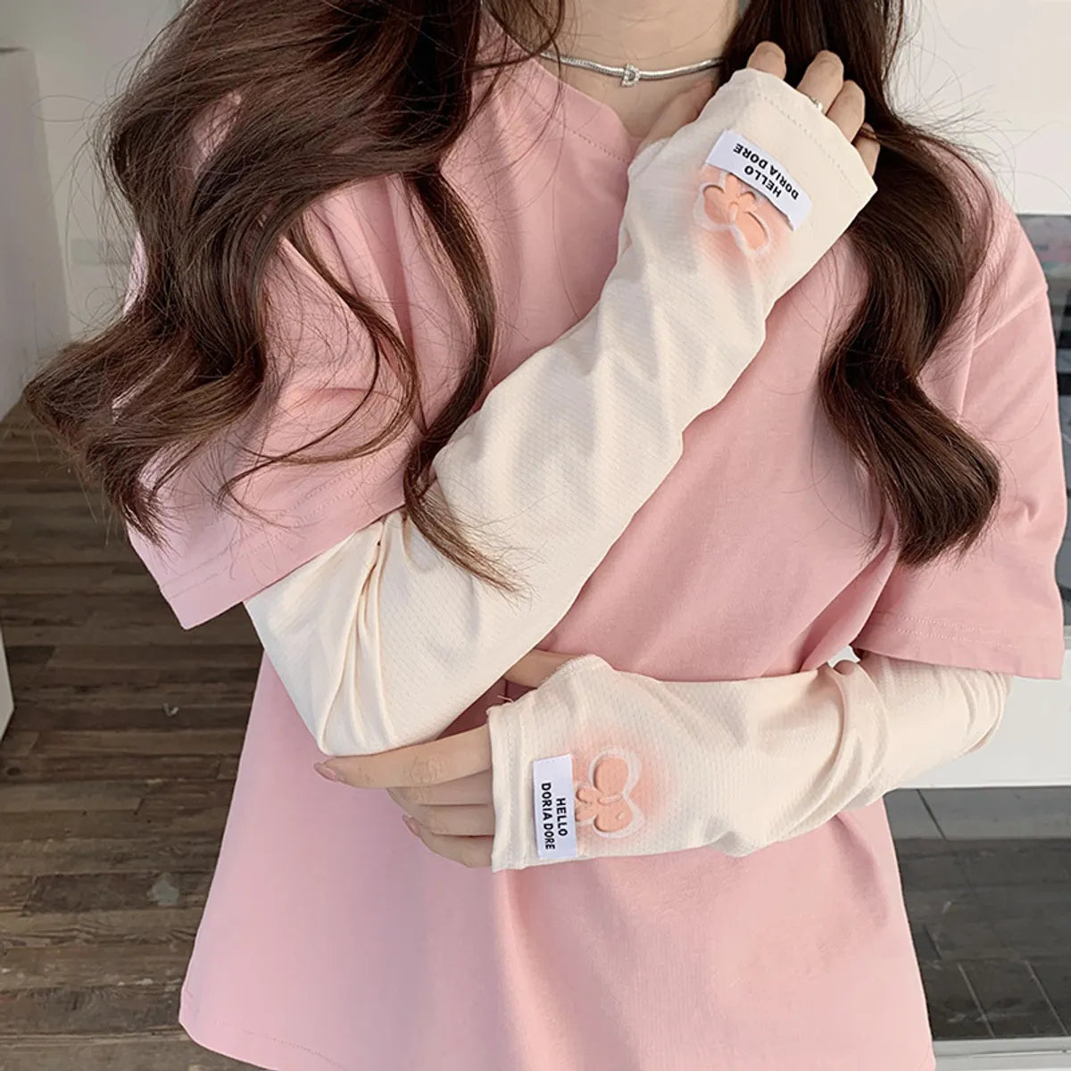 New Sun Protection Oversleeve Women'S Korean-Style Summer Ice Silk Love Arm Protection Outdoor All-Match Ice Sleeve Driving Travel Uv Protection