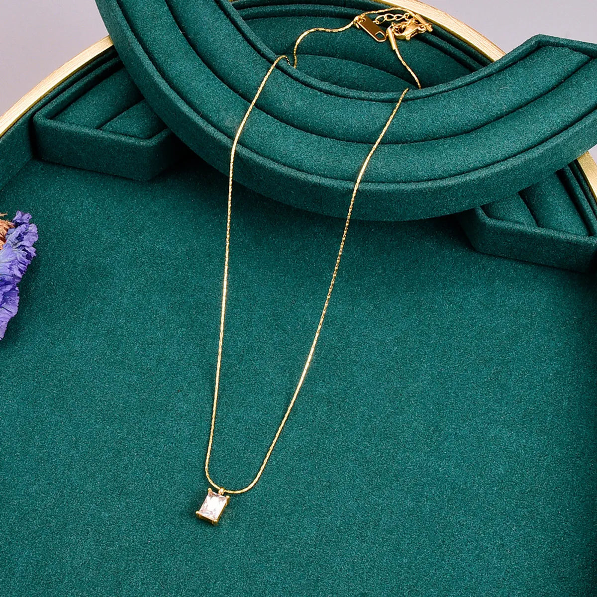 New Super Flash Square Zircon Necklace Simple Basic All-match Sweater Chain