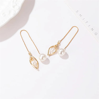 New Tassel  Simple Fashion Twisted Ear Line All-match Long Pearl Earrings Wholesale Gooddiy