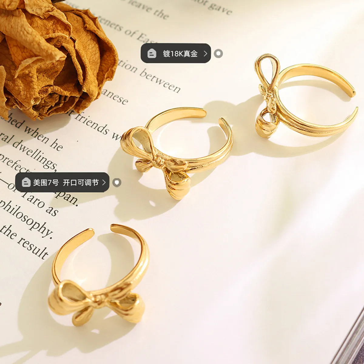 New Three-dimensional Bow Geometric Open Ring Creative All-match Metal Ring