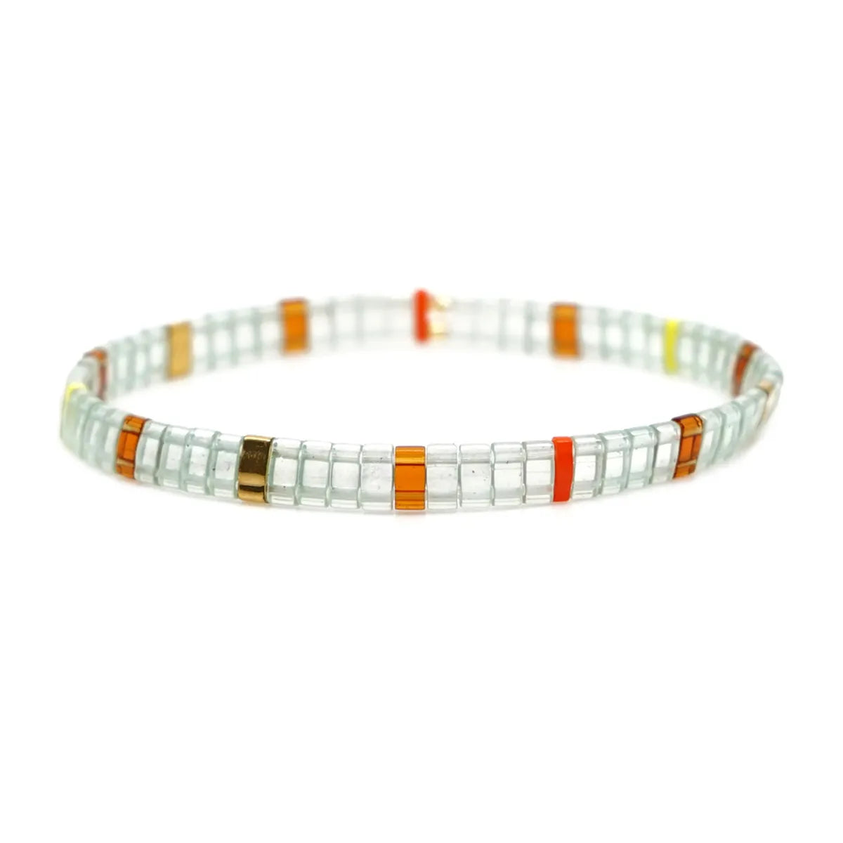 21 Years Cross-border New Arrival Transparent Tila Bead Handmade Beaded Bracelet Bohemian Style White Ribbon Twin Bracelet