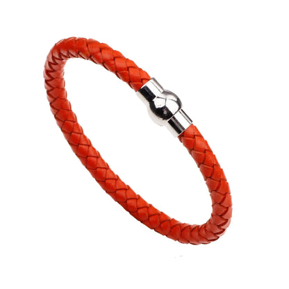 Simple Style Solid Color Pu Leather Alloy Braid Men'S Bracelets