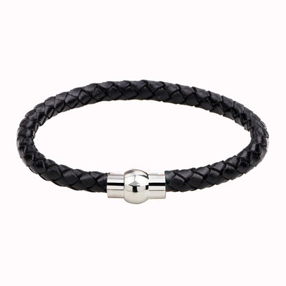 Simple Style Solid Color Pu Leather Alloy Braid Men'S Bracelets